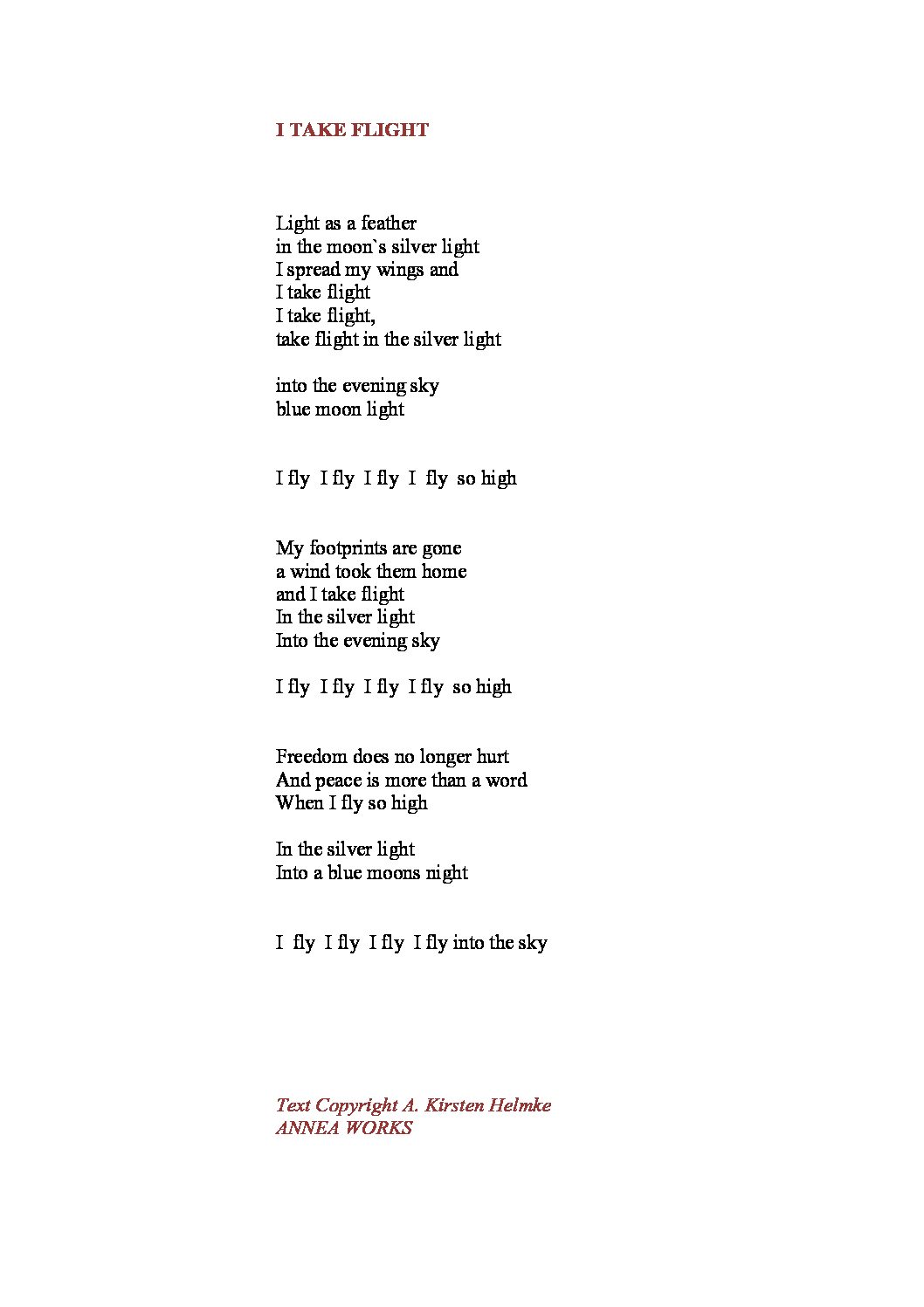 Songtext - I take flight